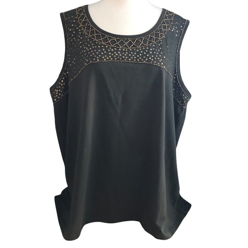 Liz & Me Brown Bronze Beaded Sequined Tank Top size 1X 18/20W NEW